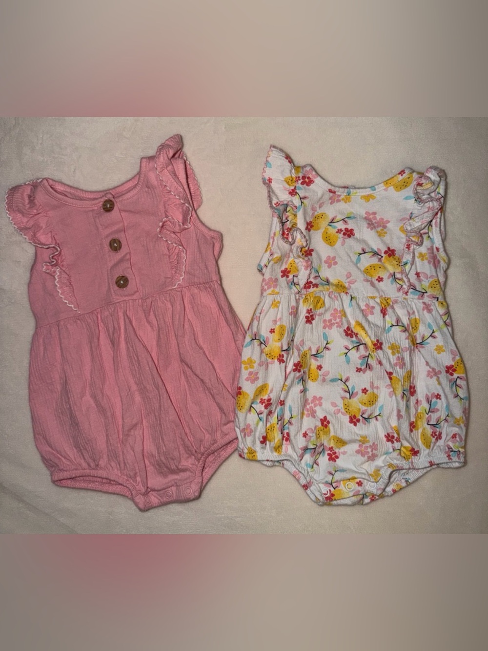 Set of 2 Baby Rompers- Pink and Floral
